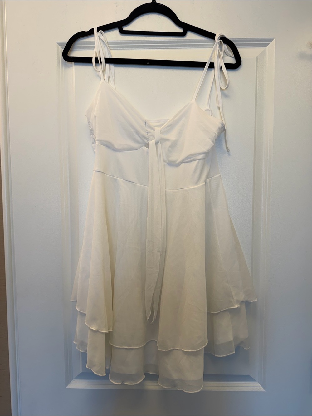 White Layered Spaghetti Strap Mini Dress